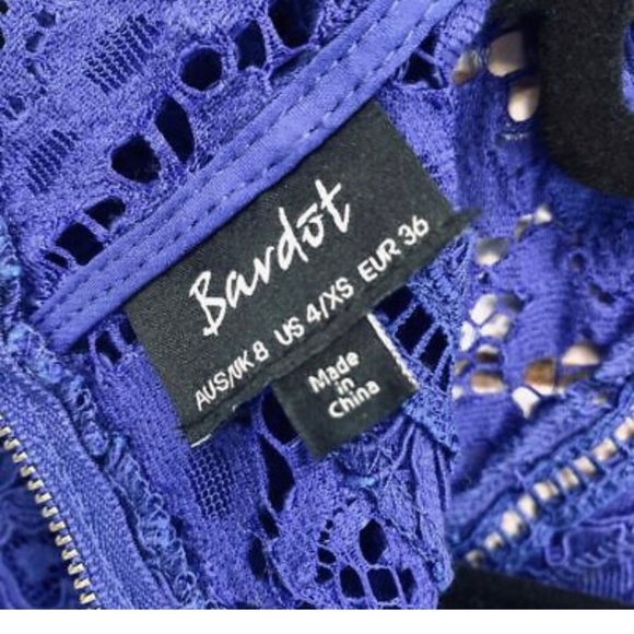 NWT Royal Blue Bardot Lace Dress Size 4 fits 2 - Picture 3 of 7